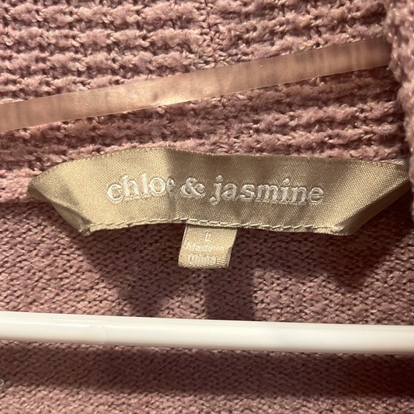 Chloe & Jasmine Women's Large Pink Waffle Sweater Cardigan Top - Picture 2 of 13